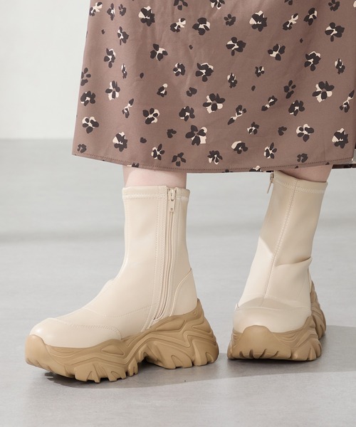 セール】【 厚底 】 軽量 スニーカーソール ショートブーツ 41412