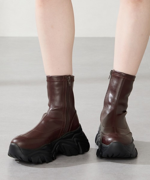 セール】【 厚底 】 軽量 スニーカーソール ショートブーツ 41412