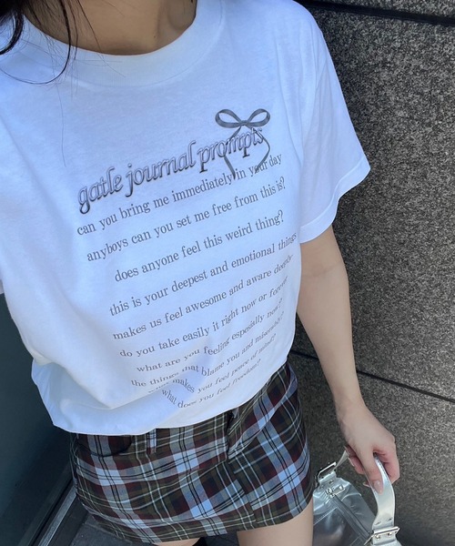 fiere(フィエール)の「韓国っぽリボンプリントTシャツ(Tシャツ/カットソー・レディース・ホワイト・MEDIUM/LARGE/SMALL)」の7枚目の写真