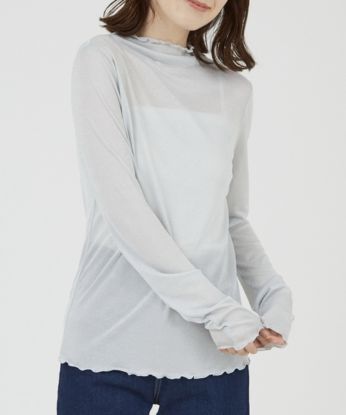 abahouse mavie（アバハウスマヴィ）の「【シアートップス】ラメメロウハイネックプルオーバー（Tシャツ/カットソー・レディース・ブラック/アイボリー/ホワイト・フリー）」の2枚目の写真