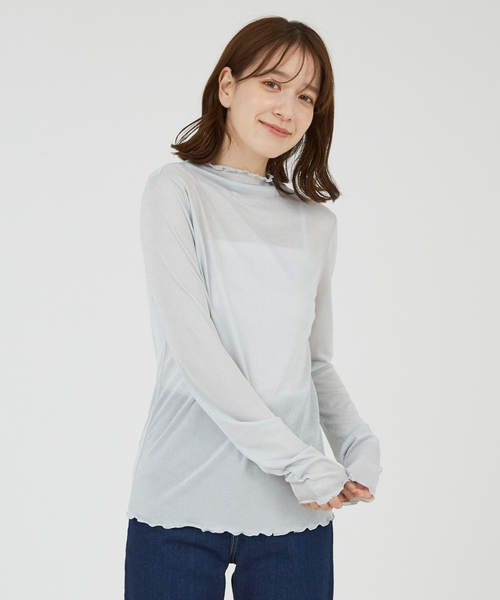 abahouse mavie（アバハウスマヴィ）の「【シアートップス】ラメメロウハイネックプルオーバー（Tシャツ/カットソー・レディース・ブラック/アイボリー/ホワイト・フリー）」の8枚目の写真