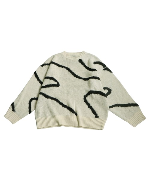 antiqua(アンティカ)の「ニュアンスライン柄ニット(ニット/セーター・レディース・ブラック/アイボリー・ONESIZE)」の19枚目の写真