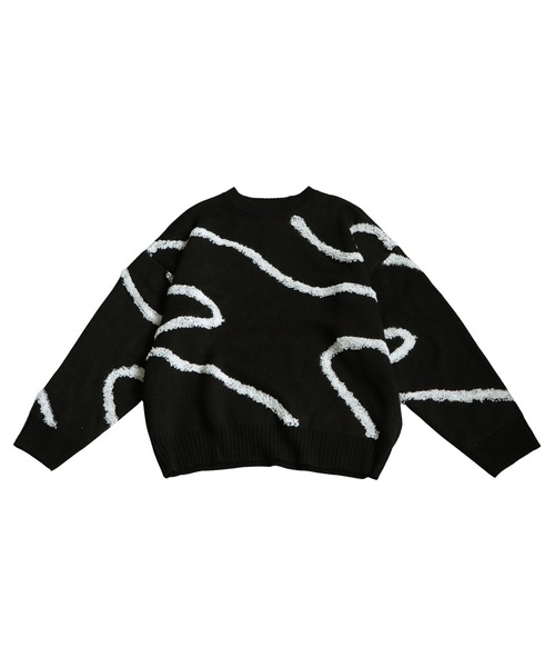 antiqua(アンティカ)の「ニュアンスライン柄ニット(ニット/セーター・レディース・ブラック/アイボリー・ONESIZE)」の20枚目の写真