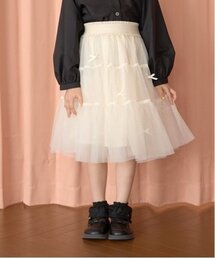 【新色追加】【一部再入荷】リボン付きティアードチュールスカート