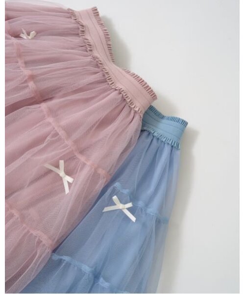 Lycee mine（リセマイン）の「【新色追加】リボン付きティアードチュールスカート（スカート・キッズ・ネイビー/レッド/アイボリー/ブラック/ピンク/ブルーグレー・100cm/110cm/120cm/130cm/140cm/150cm）」の19枚目の写真