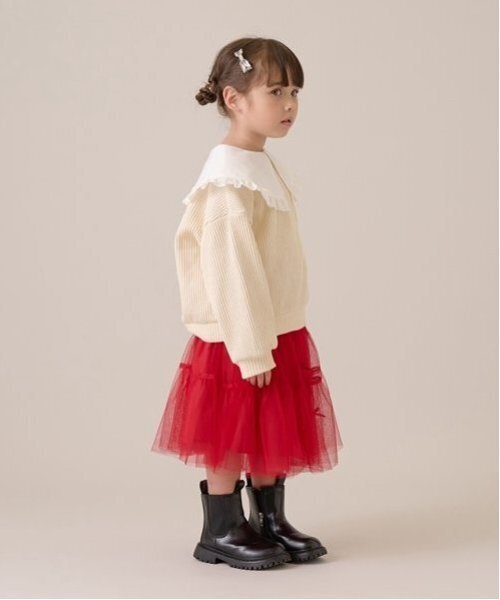 セール】【新色追加】リボン付きティアードチュールスカート（スカート