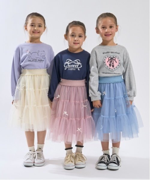 セール】【新色追加】リボン付きティアードチュールスカート（スカート