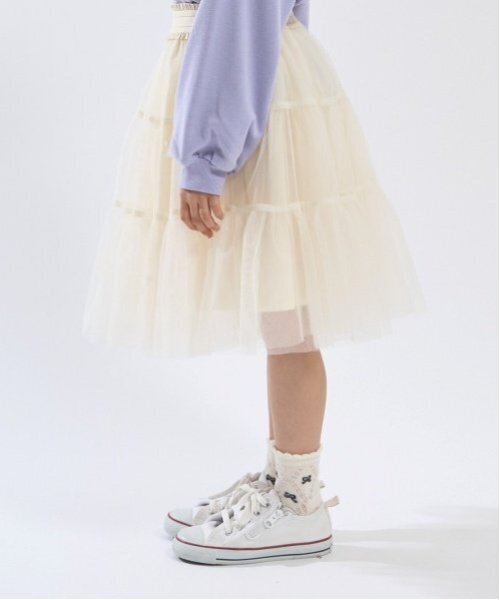 Lycee mine（リセマイン）の「【新色追加】リボン付きティアードチュールスカート（スカート・キッズ・ネイビー/レッド/アイボリー/ブラック/ピンク/ブルーグレー・100cm/110cm/120cm/130cm/140cm/150cm）」の10枚目の写真