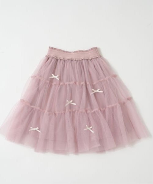 Lycee mine（リセマイン）の「【新色追加】リボン付きティアードチュールスカート（スカート・キッズ・ネイビー/レッド/アイボリー/ブラック/ピンク/ブルーグレー・100cm/110cm/120cm/130cm/140cm/150cm）」の12枚目の写真