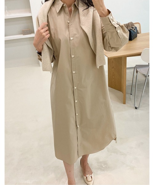 SPIGA（スピーガ）の「ロングシャツワンピース（シャツワンピース・レディース・ライトブルー/ブラック/ホワイト/ベージュ・FREE）」の3枚目の写真