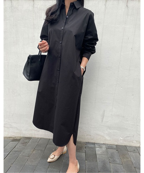 SPIGA（スピーガ）の「ロングシャツワンピース（シャツワンピース・レディース・ライトブルー/ブラック/ホワイト/ベージュ・FREE）」の2枚目の写真