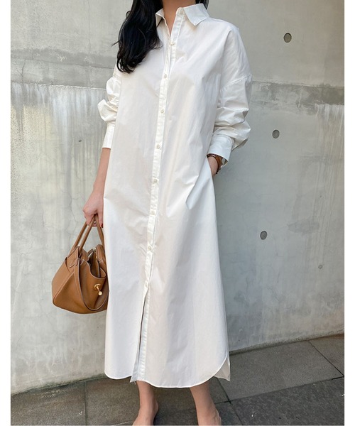 SPIGA（スピーガ）の「ロングシャツワンピース（シャツワンピース・レディース・ライトブルー/ブラック/ホワイト/ベージュ・FREE）」の5枚目の写真