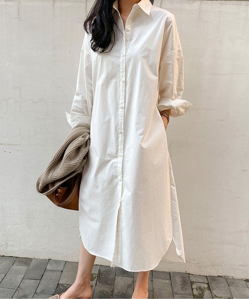 SPIGA（スピーガ）の「ロングシャツワンピース（シャツワンピース・レディース・ライトブルー/ブラック/ホワイト/ベージュ・FREE）」の7枚目の写真