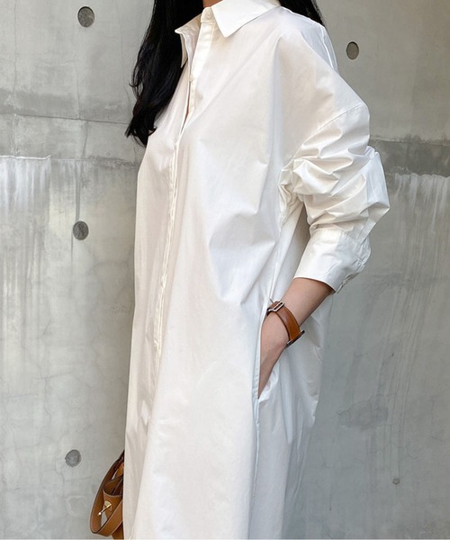 SPIGA（スピーガ）の「ロングシャツワンピース（シャツワンピース・レディース・ライトブルー/ブラック/ホワイト/ベージュ・FREE）」の8枚目の写真