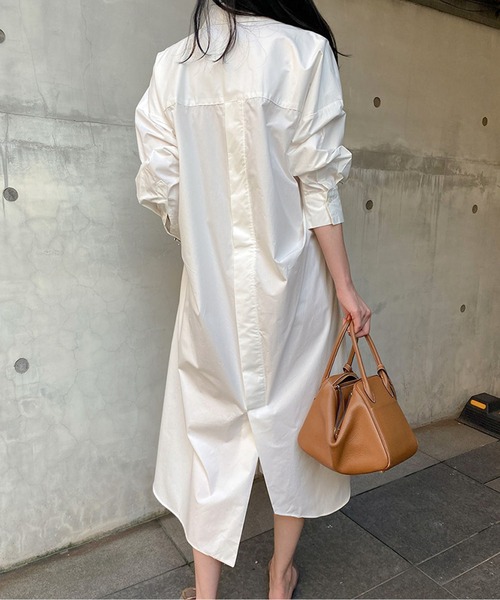 SPIGA（スピーガ）の「ロングシャツワンピース（シャツワンピース・レディース・ライトブルー/ブラック/ホワイト/ベージュ・FREE）」の10枚目の写真