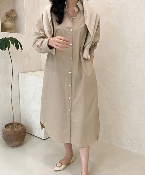 SPIGA（スピーガ）の「ロングシャツワンピース（シャツワンピース・レディース・ライトブルー/ブラック/ホワイト/ベージュ・FREE）」の19枚目の写真