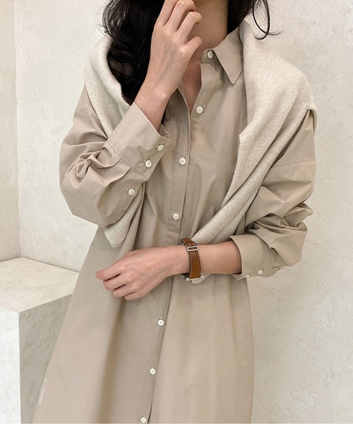 SPIGA（スピーガ）の「ロングシャツワンピース（シャツワンピース・レディース・ライトブルー/ブラック/ホワイト/ベージュ・FREE）」の20枚目の写真