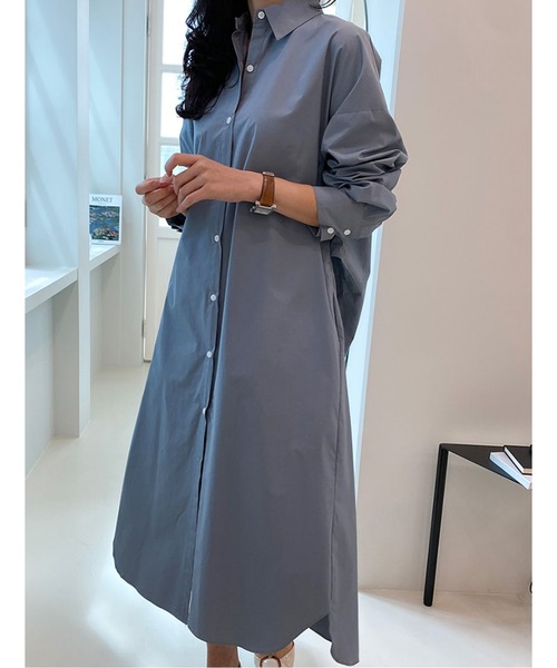 SPIGA（スピーガ）の「ロングシャツワンピース（シャツワンピース・レディース・ライトブルー/ブラック/ホワイト/ベージュ・FREE）」の21枚目の写真