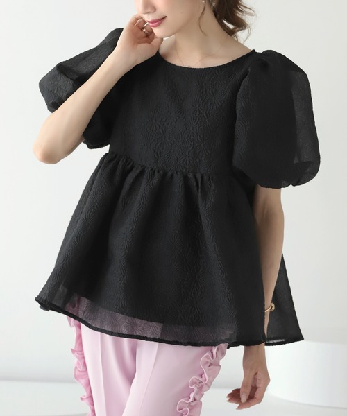 MERAKI（メラキ）の「[MERAKI] ふくれジャガードパフスリーブ
