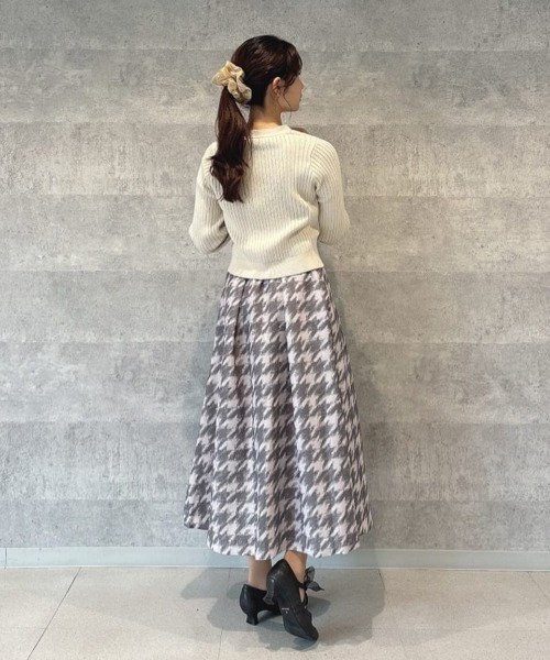 an another angelus（アンアナザーアンジェラス）の「ハンドペイント千鳥柄タックスカート/ananotherangelus（スカート・レディース・グレー×ピンク/ベージュ×ブラック/イエロー×グレー・FREE）」の5枚目の写真
