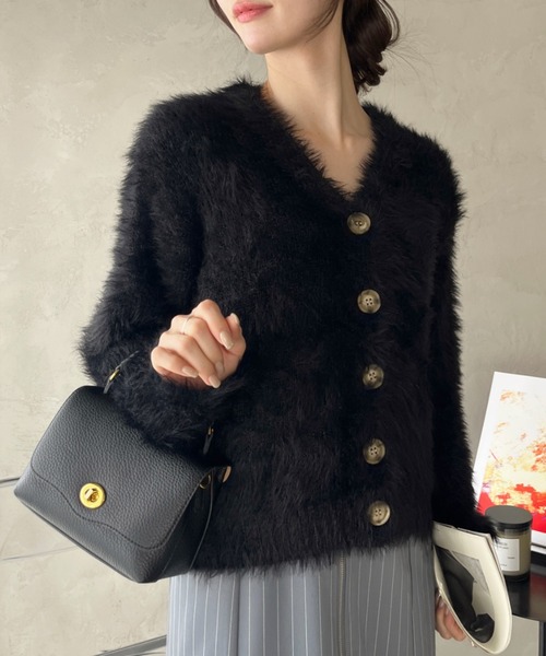 極美品 モニタリー 別注 尾州「南商店」 シャギー Vネック カーディガン M MONITALY】Shaggy V Cardigan ” Multi ”今シーズンの中でも特に