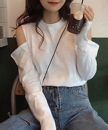 肩出しTシャツ レディース ナチュラル