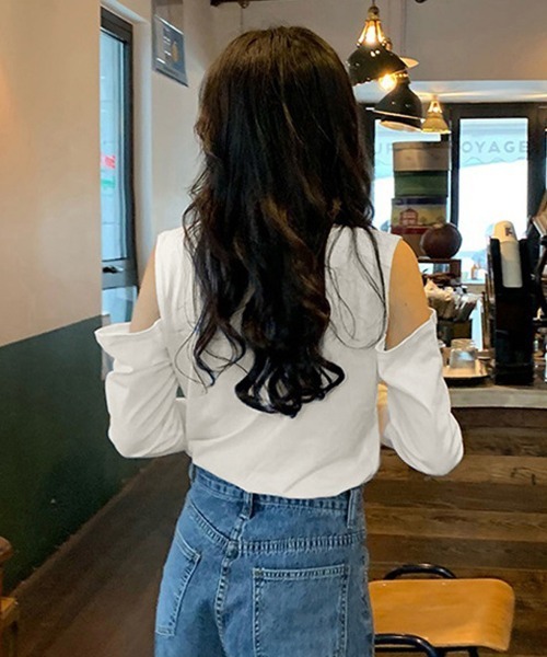 Miniministore(ミニミニストア)の「肩出しTシャツ レディース ナチュラル(Tシャツ/カットソー・レディース・ブラック/グレー/ホワイト・FREE)」の11枚目の写真