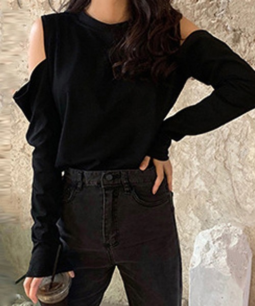 Miniministore(ミニミニストア)の「肩出しTシャツ レディース ナチュラル(Tシャツ/カットソー・レディース・ブラック/グレー/ホワイト・FREE)」の12枚目の写真
