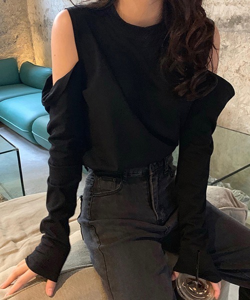 Miniministore(ミニミニストア)の「肩出しTシャツ レディース ナチュラル(Tシャツ/カットソー・レディース・ブラック/グレー/ホワイト・FREE)」の13枚目の写真