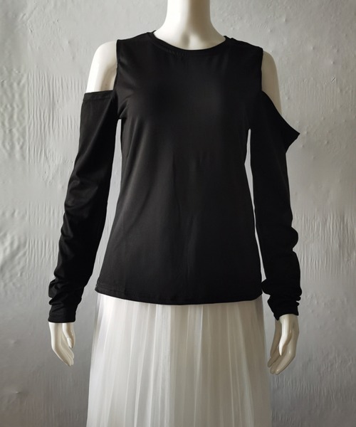 Miniministore(ミニミニストア)の「肩出しTシャツ レディース ナチュラル(Tシャツ/カットソー・レディース・ブラック/グレー/ホワイト・FREE)」の17枚目の写真