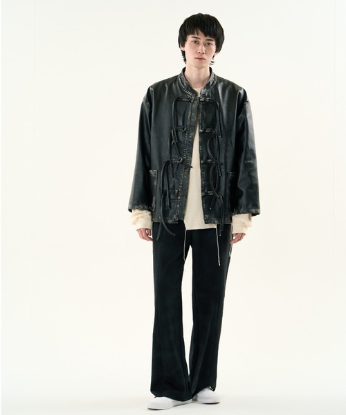 DISCOVERED（ディスカバード）の「DISCOVERED FADE BLACK LEATHER CHINA BLOUSON（その他アウター・メンズ・ブラック・1/3）」の5枚目の写真