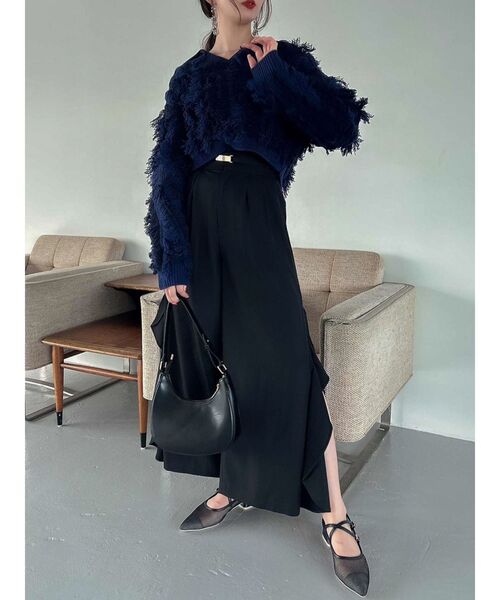 dazzlin（ダズリン）の「フリルスリットワイドパンツ（その他パンツ・レディース・ブラック/ベージュ・SMALL/MEDIUM）」の9枚目の写真