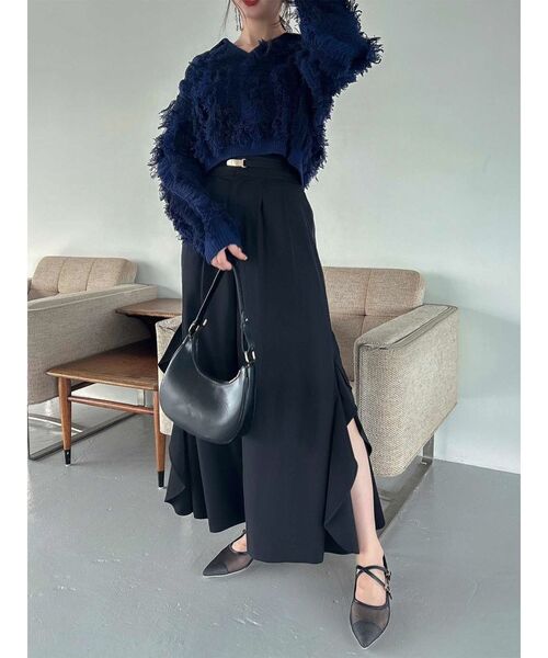 dazzlin（ダズリン）の「フリルスリットワイドパンツ（その他パンツ・レディース・ブラック/ベージュ・SMALL/MEDIUM）」の10枚目の写真