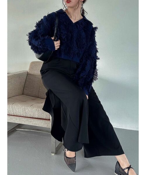 dazzlin（ダズリン）の「フリルスリットワイドパンツ（その他パンツ・レディース・ブラック/ベージュ・SMALL/MEDIUM）」の14枚目の写真