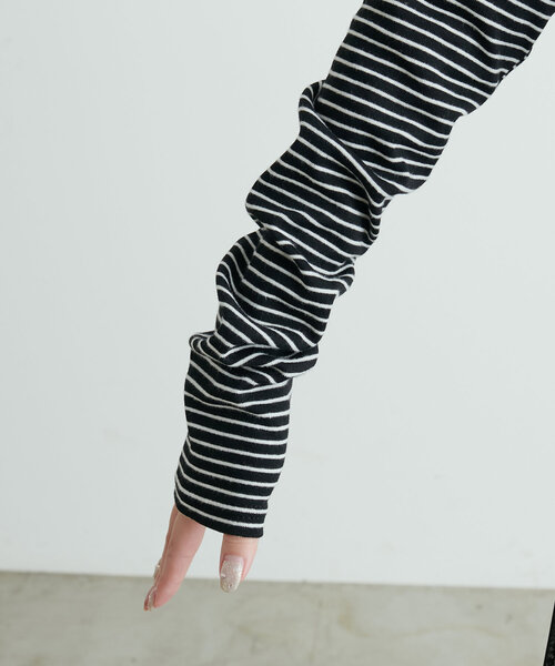 natural couture（ナチュラルクチュール）の「前後2WAYヘンリーネックボーダーT（Tシャツ/カットソー・レディース・ピンク/オレンジ/チャコールグレー/オフホワイト/ブラック・FREE）」の16枚目の写真