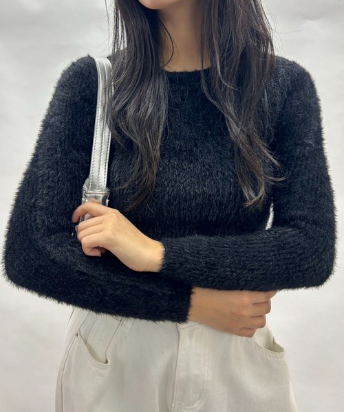 mebole(メボレ)の「オープンバッグファーニット(ニット/セーター・レディース・ブラック/ベージュ/ホワイト・FREE)」の21枚目の写真