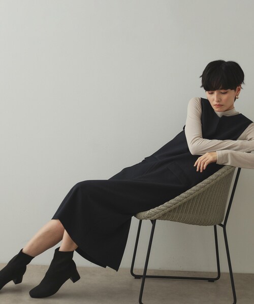 OPAQUE.CLIP（オペークドットクリップ）の「◆キーネックIラインジャンスカ【洗える/ストレッチ/抗ピル】（ワンピース・レディース・ベージュ/ネイビー・36/38/40/42）」の5枚目の写真