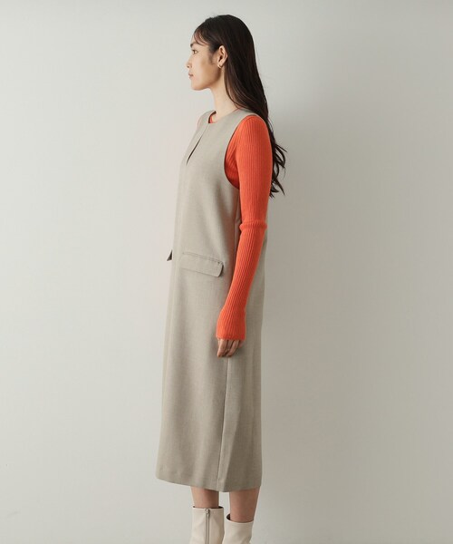 OPAQUE.CLIP（オペークドットクリップ）の「◆キーネックIラインジャンスカ【洗える/ストレッチ/抗ピル】（ワンピース・レディース・ベージュ/ネイビー・36/38/40/42）」の12枚目の写真