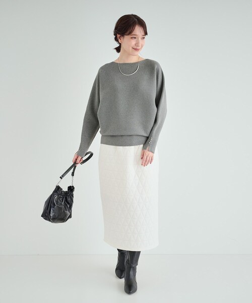 DRESKIP（ドレスキップ）の「◆【洗える/セットアップ可】女性らしさ際立つ　もちもちリブドルマンニット（ニット/セーター・レディース・ブラック/ボルドー/ブルー/グレー/オフホワイト/サンドベージュ/イエロー・00）」の19枚目の写真