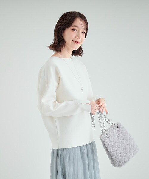 DRESKIP（ドレスキップ）の「◆【洗える/セットアップ可】女性らしさ際立つ　もちもちリブドルマンニット（ニット/セーター・レディース・ブラック/ボルドー/ブルー/グレー/オフホワイト/サンドベージュ/イエロー・00）」の22枚目の写真