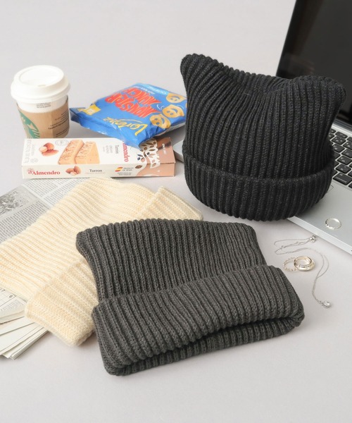 A.M.S.（エーエムエス）の「キャットイヤー ニット ワッチ（ニットキャップ/ビーニー・レディース・チャコール/アイボリー/ブラック・FREE）」の19枚目の写真