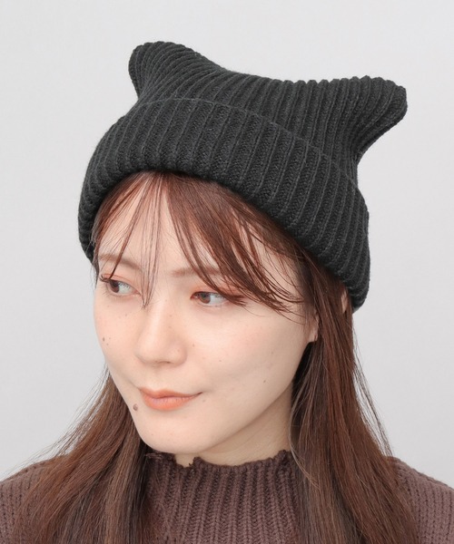 A.M.S.（エーエムエス）の「キャットイヤー ニット ワッチ（ニットキャップ/ビーニー・レディース・チャコール/アイボリー/ブラック・FREE）」の21枚目の写真