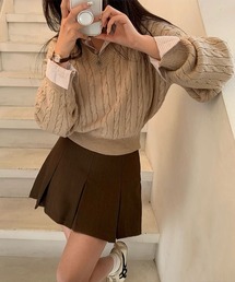 [BELLIDE MADE] シグネチャーケーブルルーズフィットVネックニット