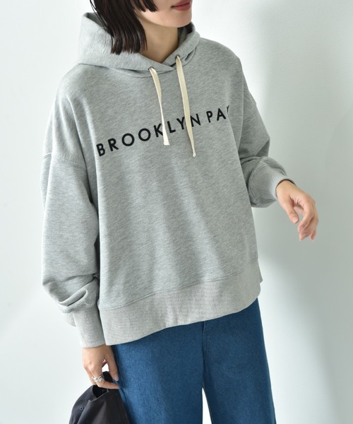 INTERPLANET（インタープラネット）の「フロッキーロゴプリントワイドシルエットパーカー（パーカー・レディース・ピンク/グレー/チャコールグレー・FREE）」の7枚目の写真