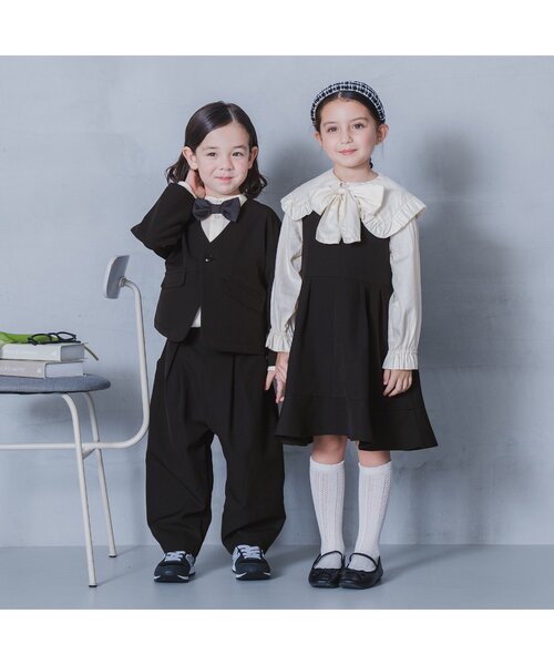 p.premier(ピードットプルミエ)の「【フォーマル対応/ジュニア対応】前後2WAYパール釦ジャンパースカート(ワンピース・キッズ・ブラック・90/100/110/120/130/140)」の7枚目の写真