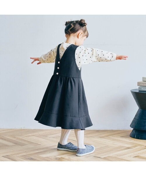 フォーマル対応/ジュニア対応】前後2WAYパール釦ジャンパースカート