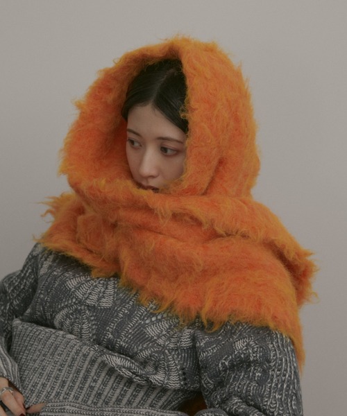 セール】モヘアライクボリュームビッグフリンジマフラー（マフラー