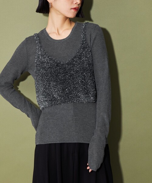 CITEN（シテン）の「＜CITEN＞キラキラキャミレイヤードニット