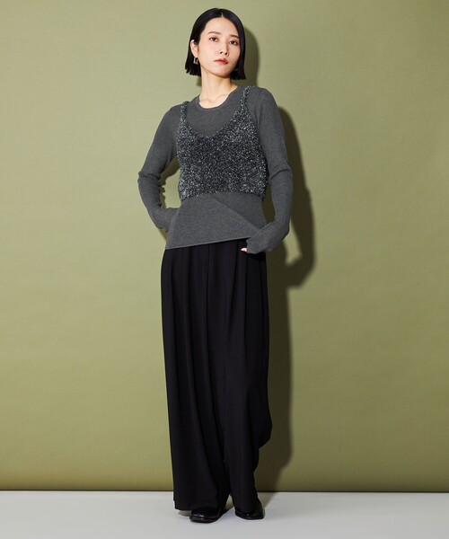 CITEN(シテン)の「<CITEN>キラキラキャミレイヤードニット(ニット/セーター・レディース・ダークグレー/ライトグレー/グレー・FREE)」の9枚目の写真