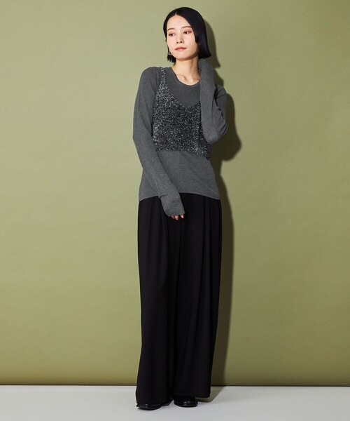 CITEN(シテン)の「<CITEN>キラキラキャミレイヤードニット(ニット/セーター・レディース・ダークグレー/ライトグレー/グレー・FREE)」の10枚目の写真